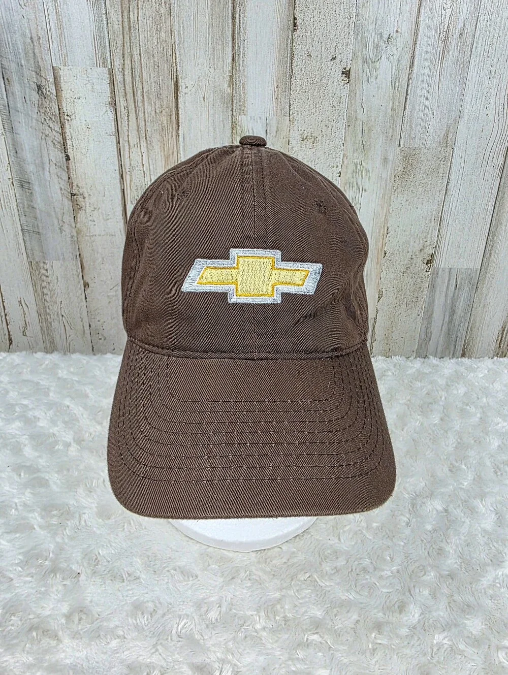 Cabela's Chevrolet Brown Baseball Cap with Yellow Bowtie Logo